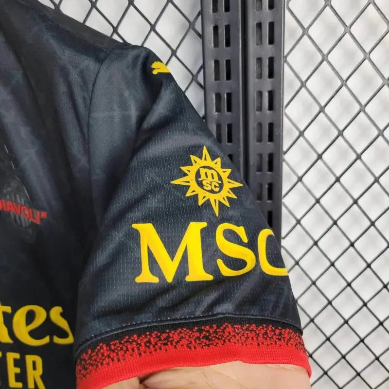 "Camisa AC Milan x Off-White™ Fourth 25/26 - Torcedor Masculina Preta - Netmantos"