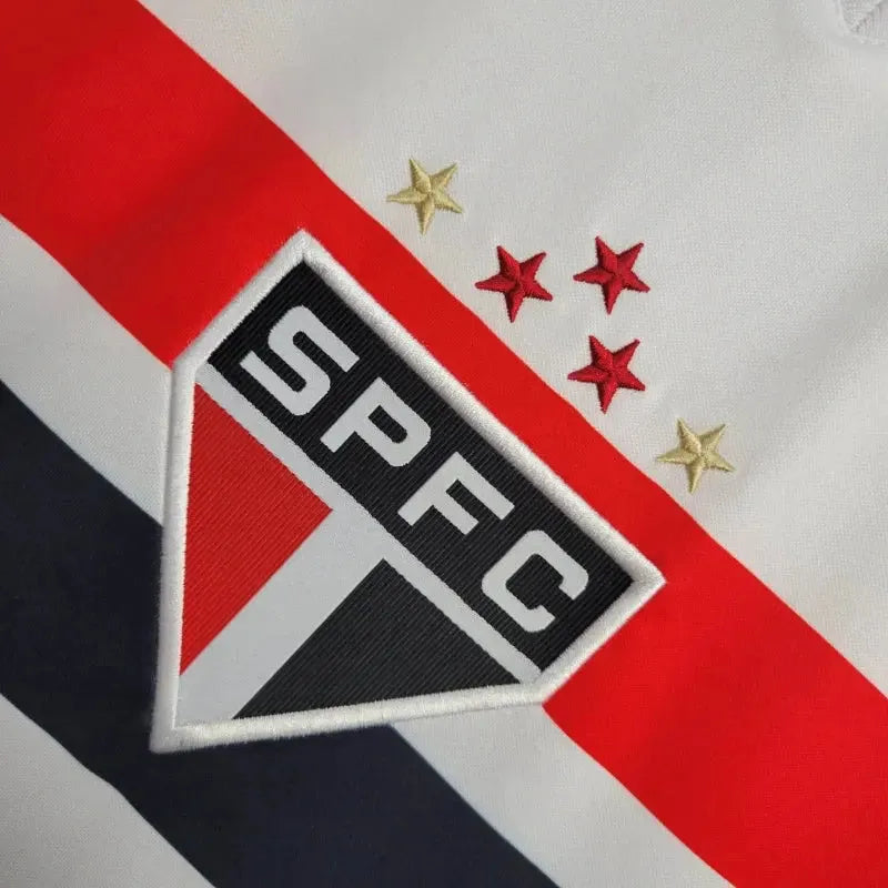 "Camisa São Paulo Home 25/26 - Torcedor Masculina Branca + Patrocínios - Netmantos"