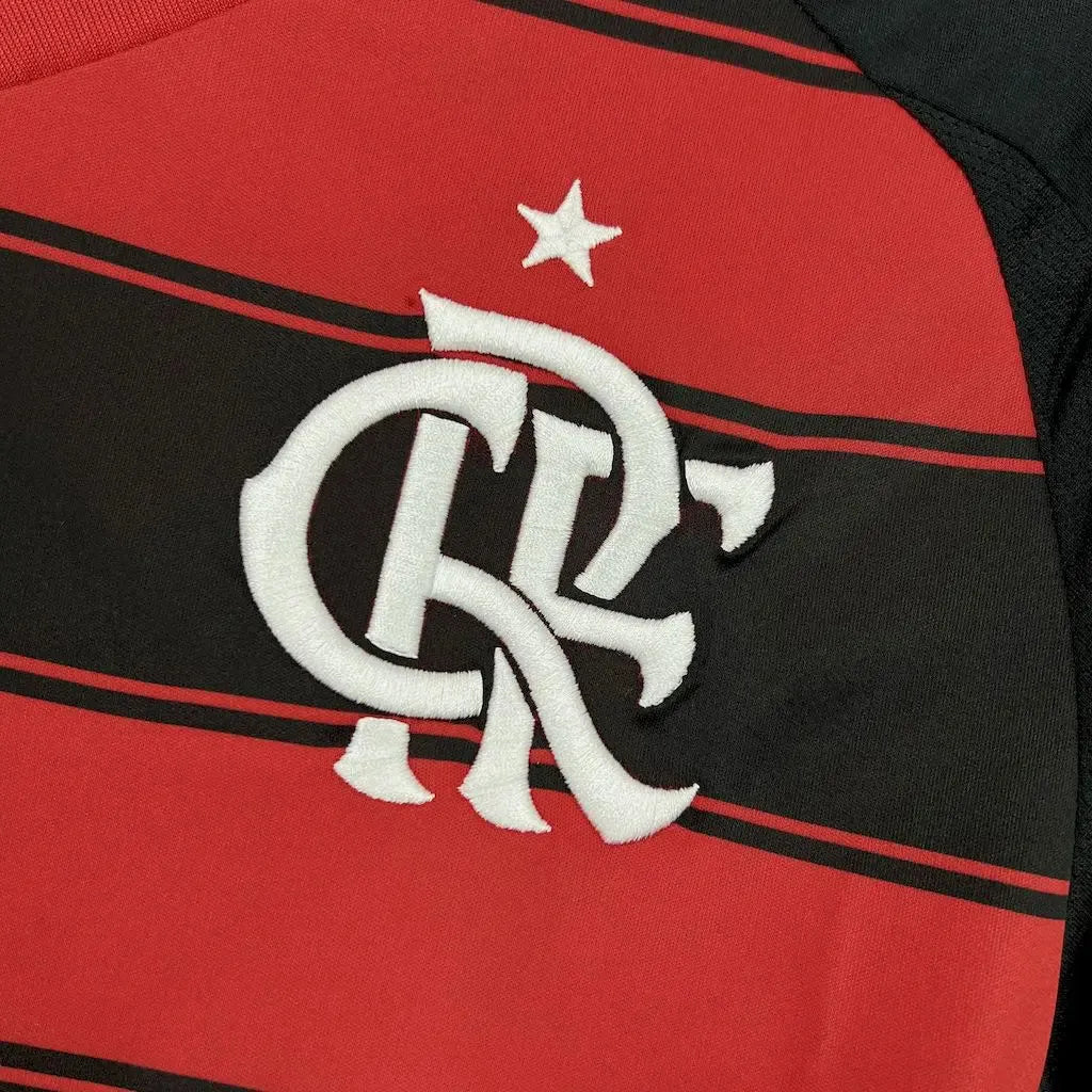 "Camisa Flamengo Home 25/26 - Torcedor Masculina Manga Longa Preta e Vermelha - Netmantos"