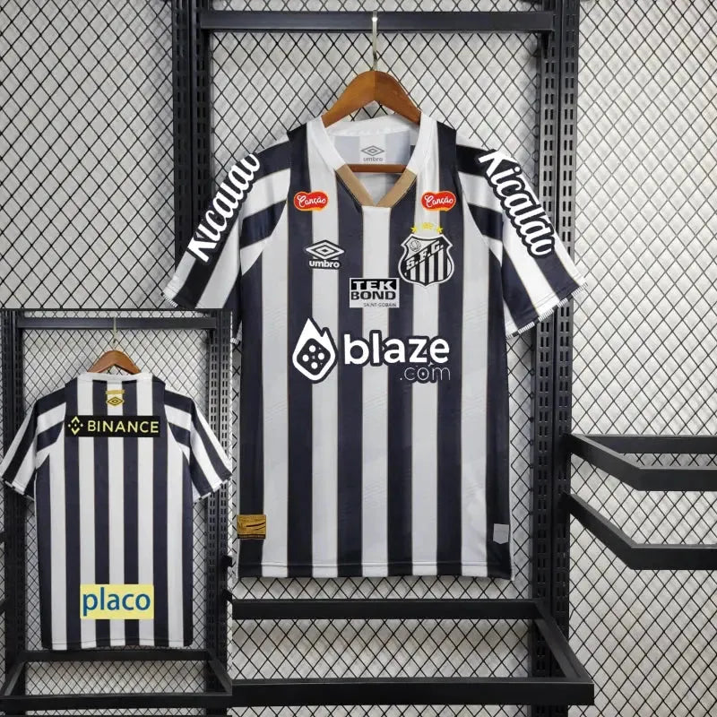 "Camisa Santista Away 24/25 - Torcedor Masculina Listrada + Patrocínios - Netmantos"
