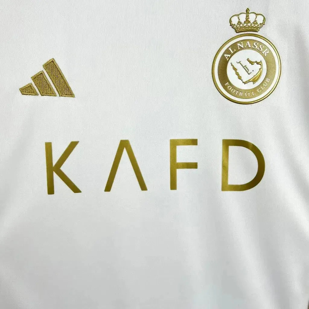 "Camisa Al-Nassr Third Away 24/25 - Torcedor Infantil Branca e Dourada - Netmantos"
