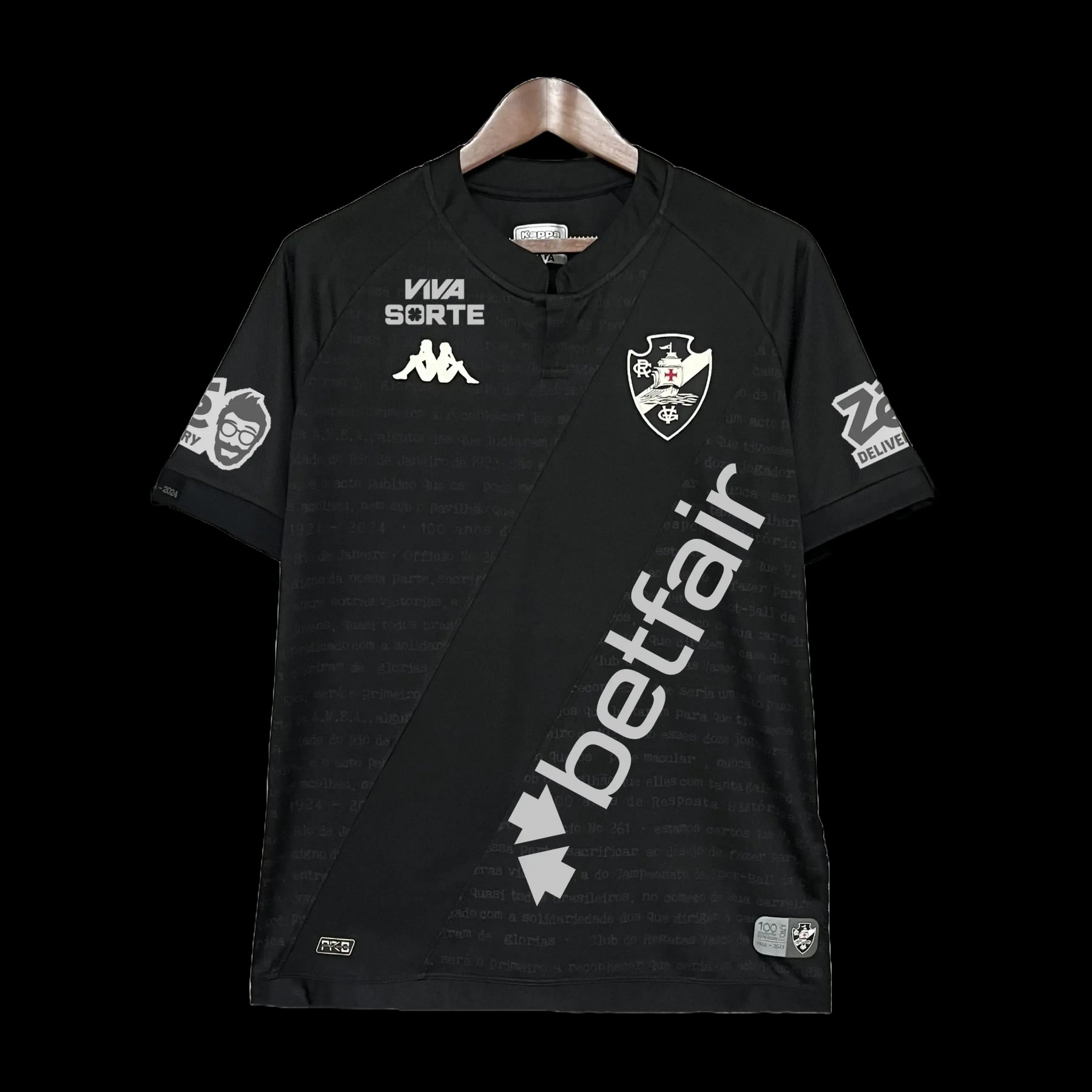 "Camisa Vasco Goleiro 24/25 - Torcedor Masculina Preta + Patrocínios - Netmantos"