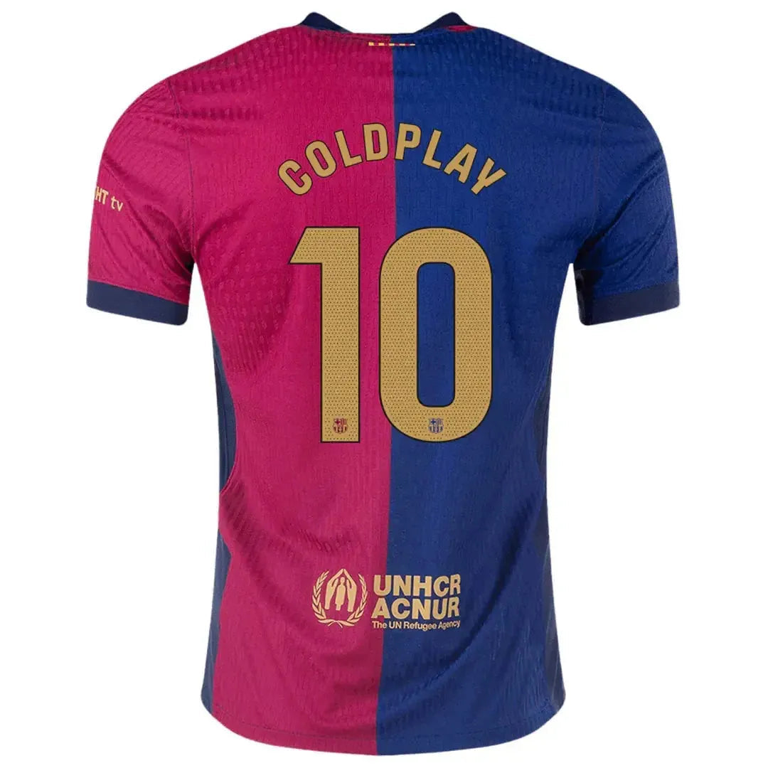"Camisa Barcelona COLDPLAY Home 24/25 - Torcedor Masculina Azul e Vermelha - Netmantos"