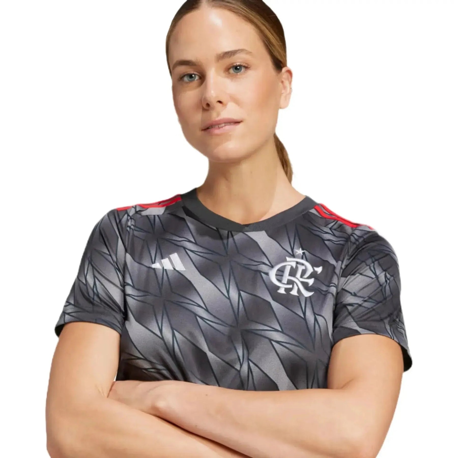 "Camisa Flamengo Third Away 24/25 - Torcedor Feminina Cinza + Todos Patrocínios - Netmantos"