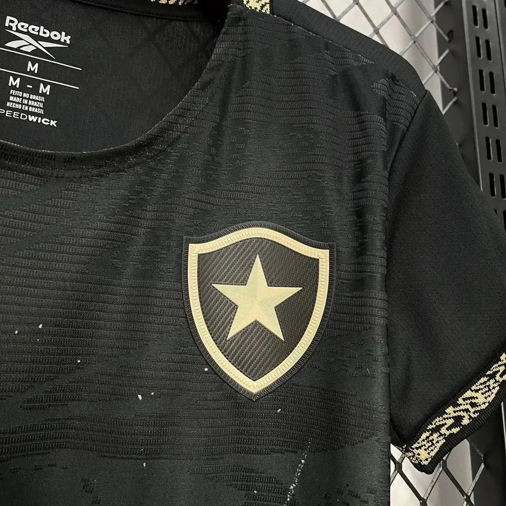 "Camisa Bota Fogo Away 24/25 - Torcedor Feminina Preta e Dourada - Netmantos"