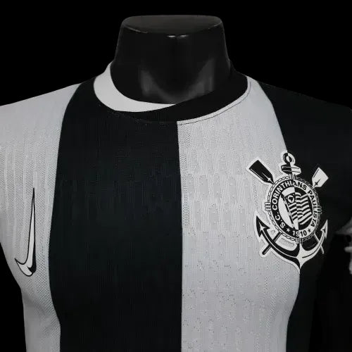"Camisa Timão Third Away 24/25 - Jogador Masculina Preta e Branca Listrada - Netmantos"