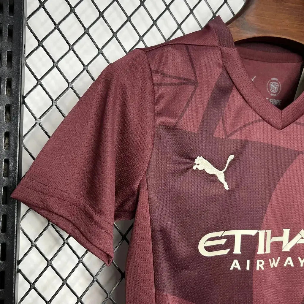 "Camisa Manchester City Third Away 24/25 - Torcedor Infantil Vinho/Vermelha - Netmantos"