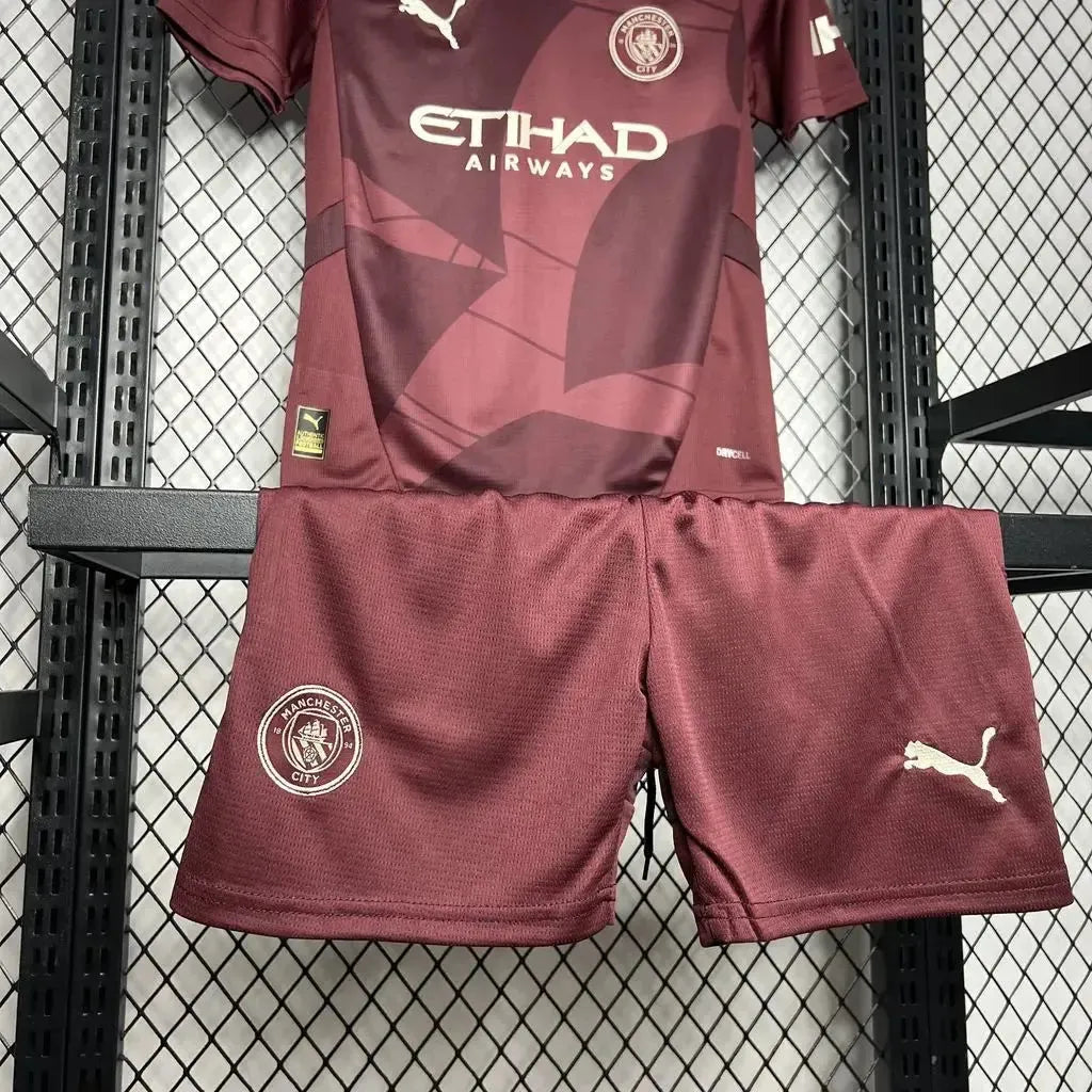 "Camisa Manchester City Third Away 24/25 - Torcedor Infantil Vinho/Vermelha - Netmantos"