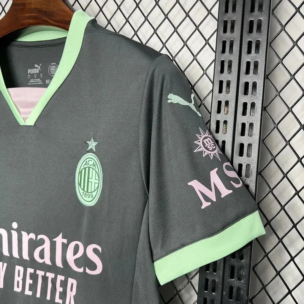 "Camisa AC Milan Away Third 24/25 - Torcedor Masculina Preta e Verde - Netmantos"