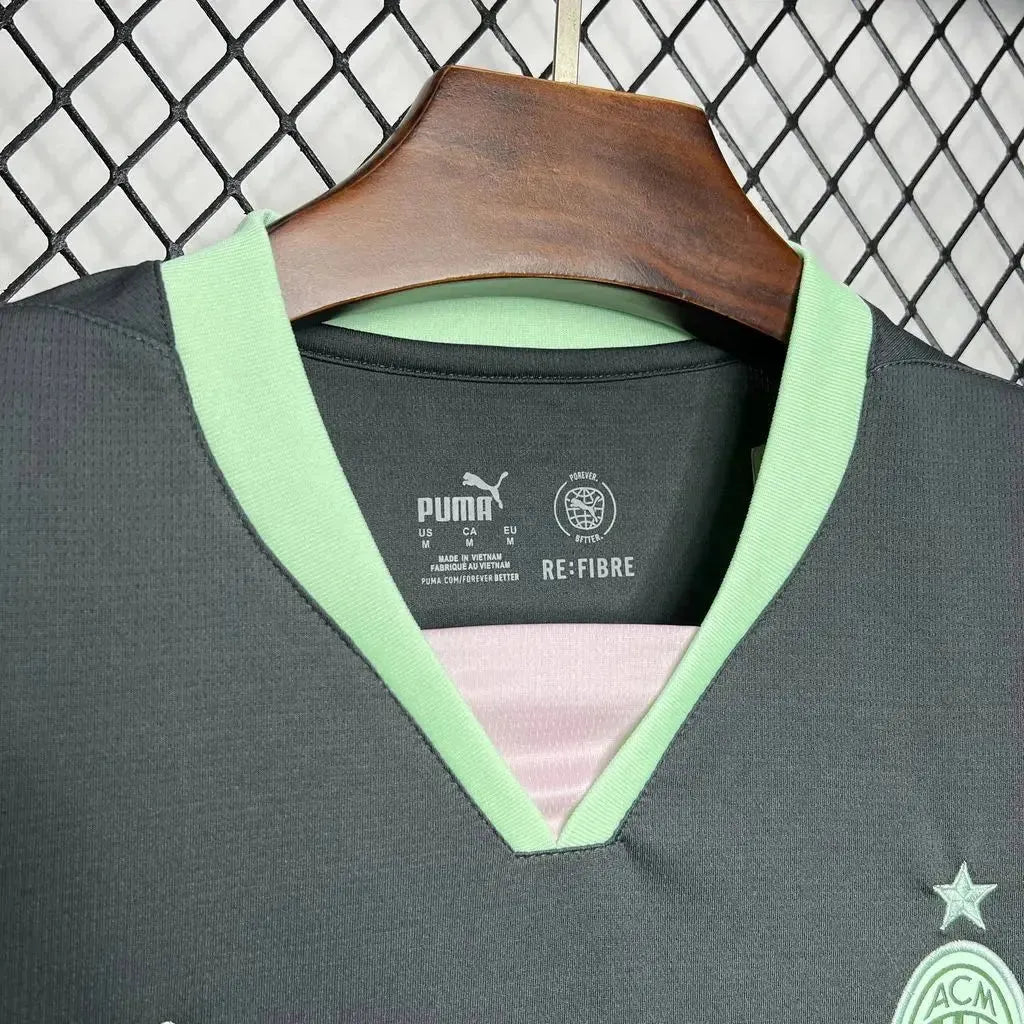 "Camisa AC Milan Away Third 24/25 - Torcedor Masculina Preta e Verde - Netmantos"
