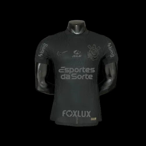 "Camisa Timão Away 24/25 - Jogador Masculina Preta + Patrocínios - Netmantos"
