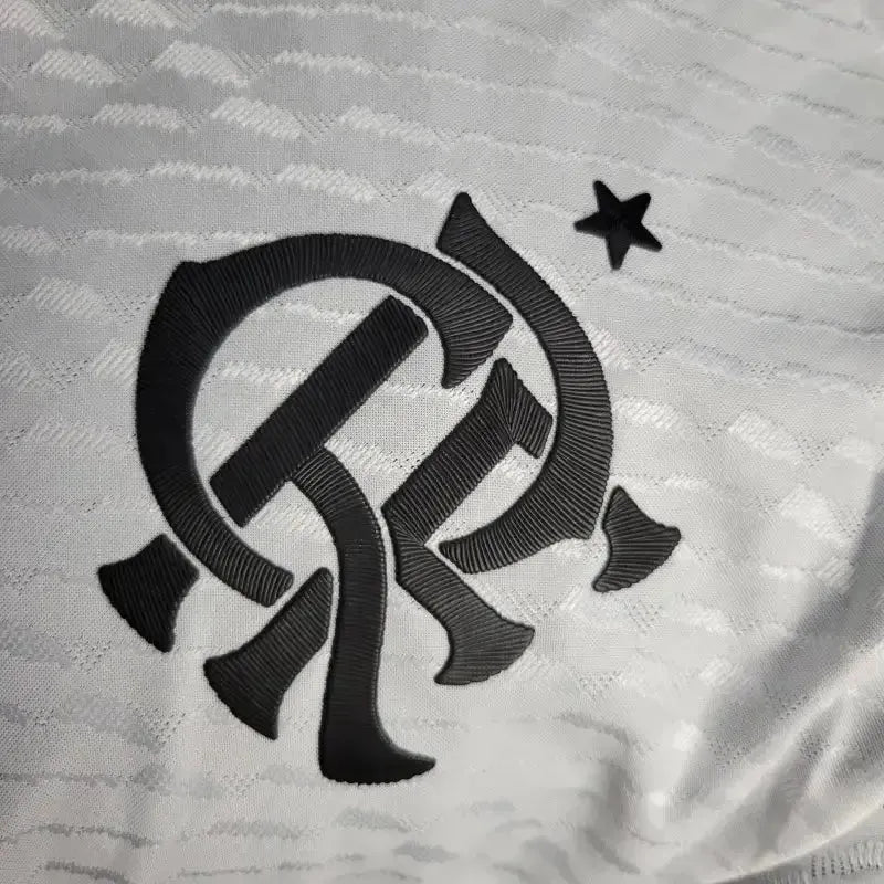 "Camisa Flamengo Away 24/25 - Jogador Masculina Branca + Todos Patrocínios - Netmantos"