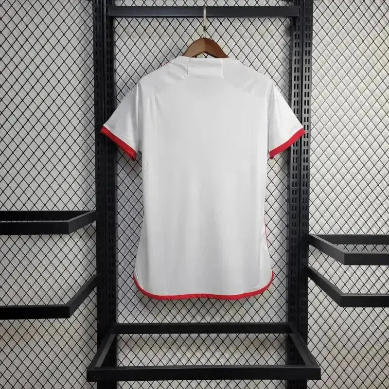 "Camisa Flamengo Away 24/25 - Torcedor Feminina Branca + Todos Patrocínios - Netmantos"