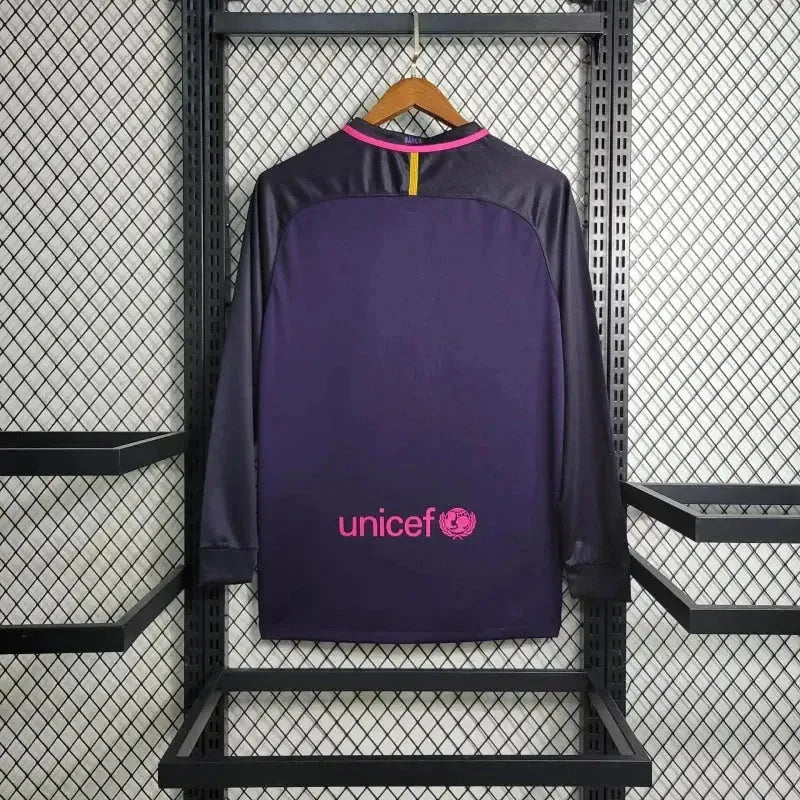 "Camisa Barcelona Guest Retrô 2016/17- Torcedor Masculina Roxa Manga Longa - Netmantos"