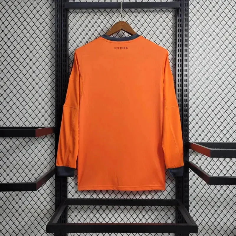 "Camisa Real Madrid Away 2 Retrô 2013/14 - Torcedor Masculina Laranja Manga Longa - Netmantos"