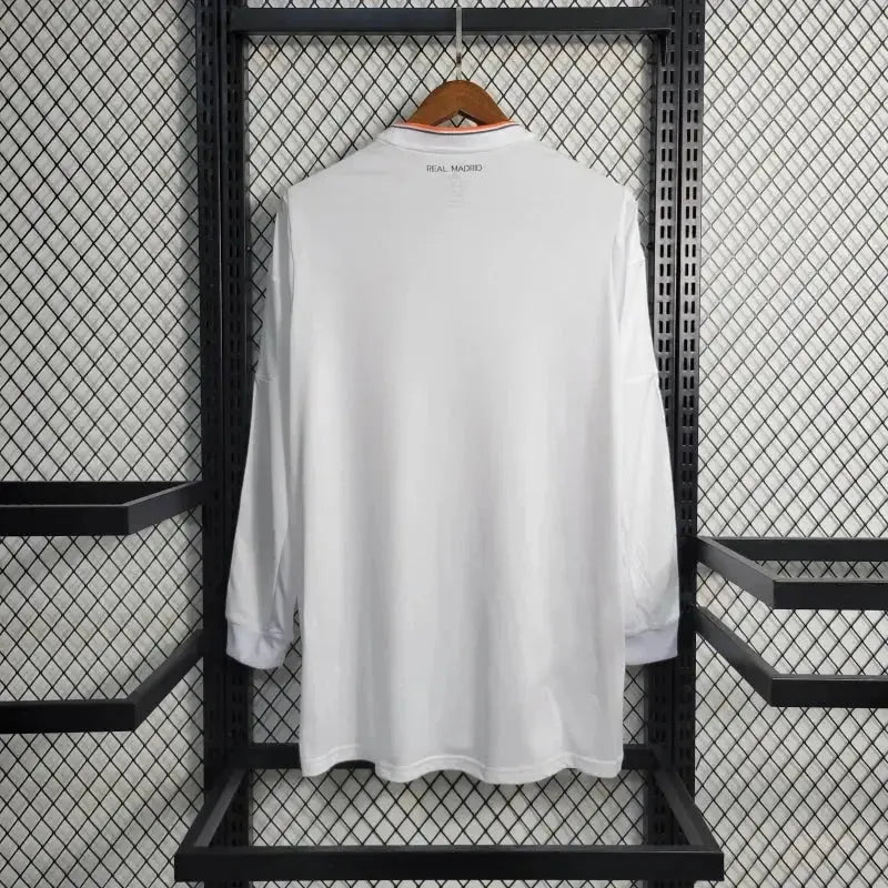 "Camisa Real Madrid Home Retrô 2013/14 - Torcedor Masculina Branca Manga Longa - Netmantos"