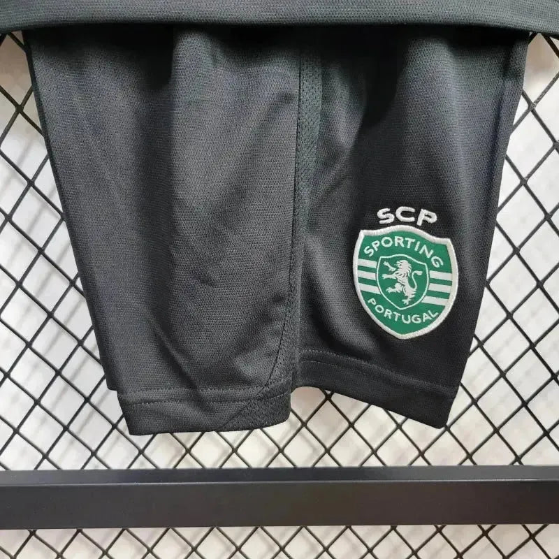 "Camisa Sporting Away 3 24/25 - Torcedor Infantil Preta - Netmantos"