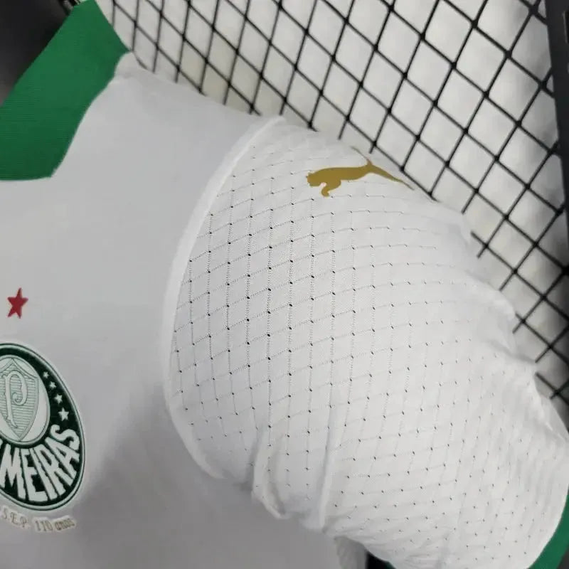 "Camisa Palmeiras Away 24/25 - Jogador Masculina Branca e Dourada + Patch Brasileirão e Avanti + Patrocínios - Netmantos"