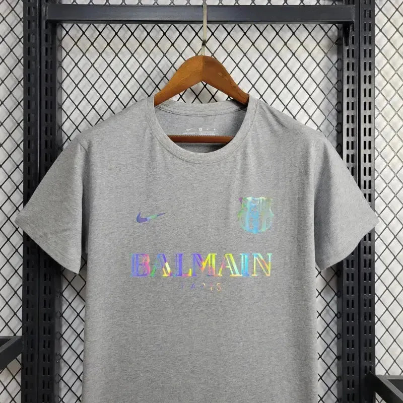 "Camisa Barcelona BALMAIN 24/25 - Torcedor Masculina Refletiva Cinza - Netmantos"