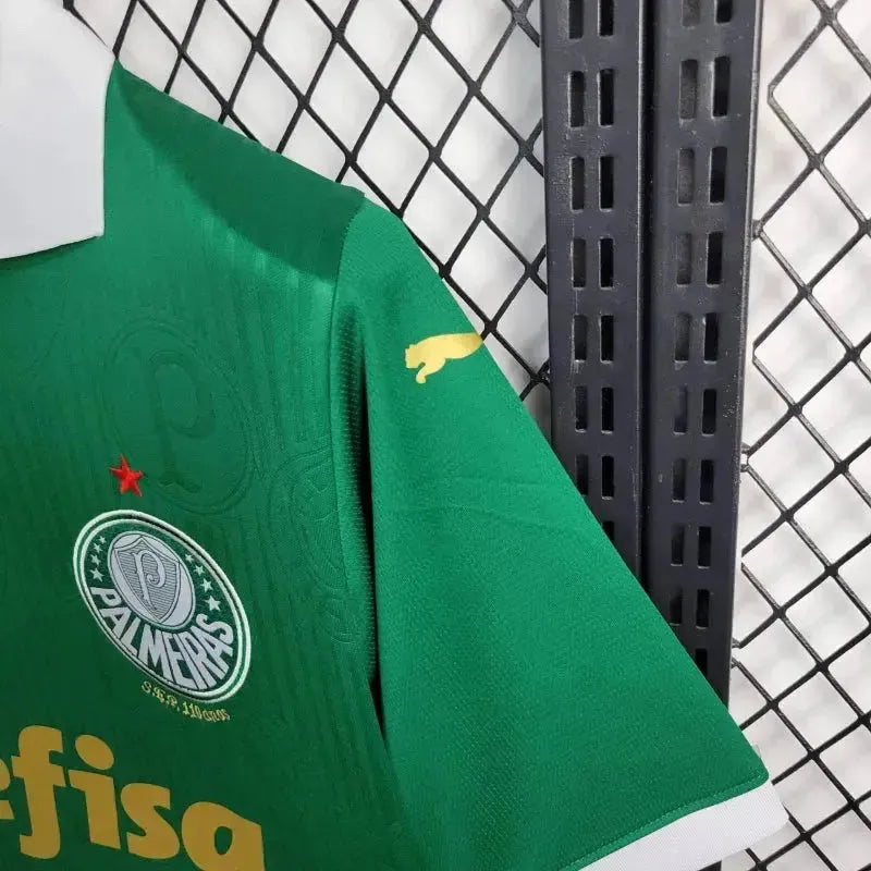 "Camisa Palmeiras Home 24/25 - Torcedor Masculina Verde + Patch Brasileirão e Avanti + Patrocínios - Netmantos"