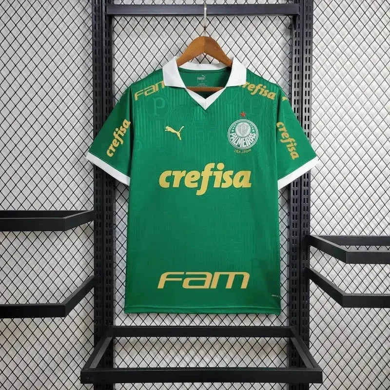 "Camisa Palmeiras Home 24/25 - Torcedor Masculina Verde + Patch Brasileirão e Avanti + Patrocínios - Netmantos"