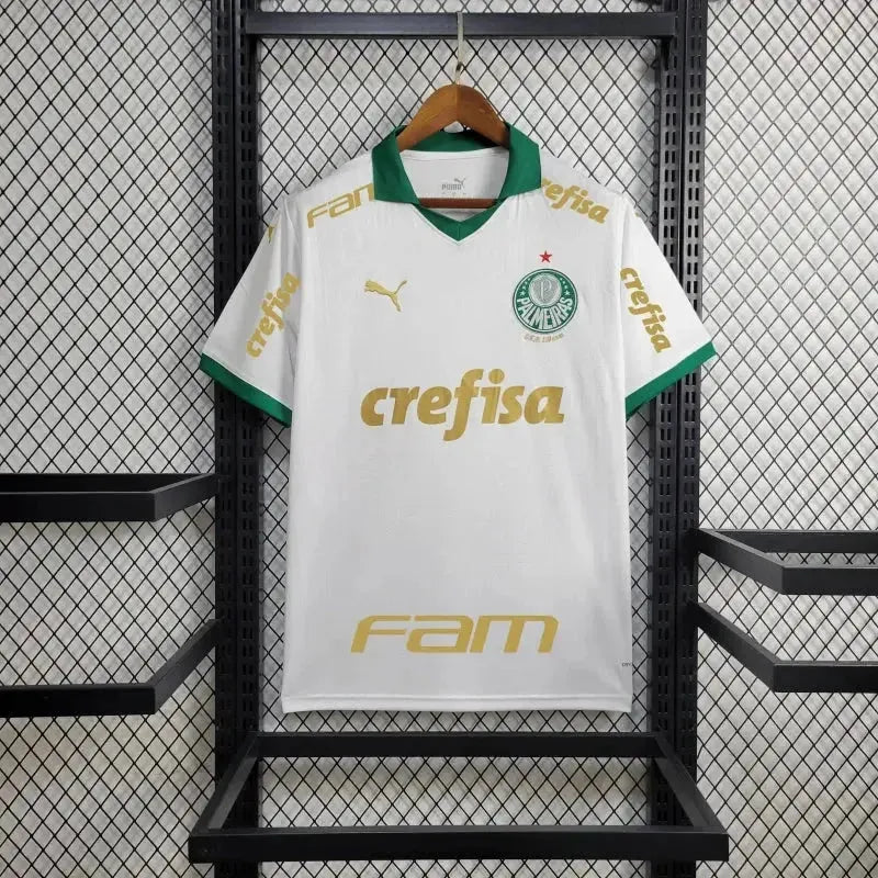 "Camisa Palmeiras Away 24/25 - Torcedor Masculina Branca + Patch Brasileirão e Avanti + Patrocínios - Netmantos"
