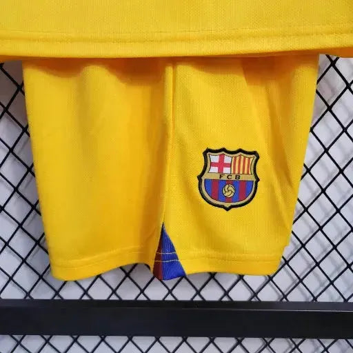 "Camisa Barcelona Away IV 23/24 - Torcedor Infantil Amarela - Netmantos"