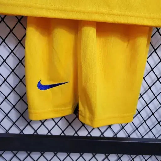 "Camisa Barcelona Away IV 23/24 - Torcedor Infantil Amarela - Netmantos"