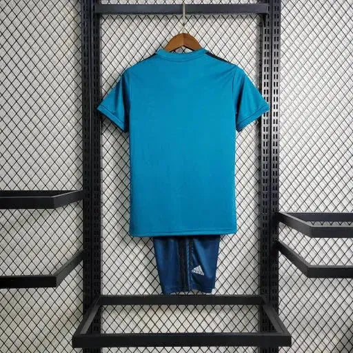 "Camisa Real Madrid Retrô Away 17/18 - Torcedor Infantil Azul - Netmantos"