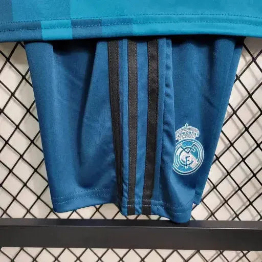 "Camisa Real Madrid Retrô Away 17/18 - Torcedor Infantil Azul - Netmantos"