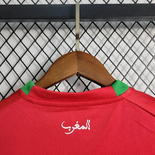 "Camisa Marrocos Home 22/23 - Torcedor Infantil Vermelha Verde - Netmantos"