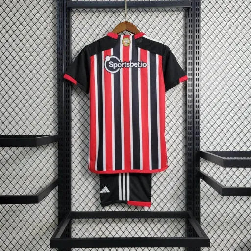 "Camisa São Paulo Away 23/24 - Torcedor Infantil Preta e Vermelha - Netmantos"