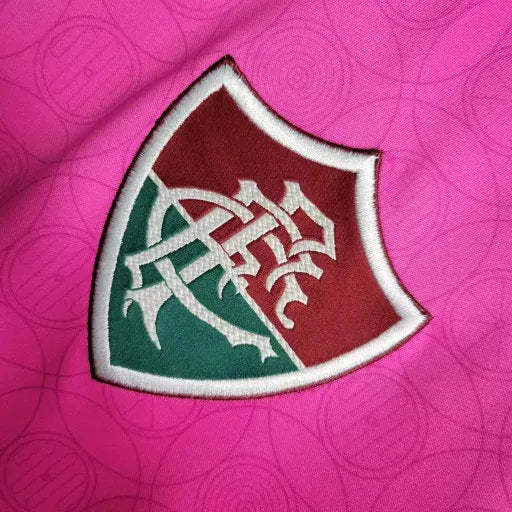 "Camisa Fluminense 23/24 - Torcedor Masculina Rosa + Patches Libertadores - Netmantos"