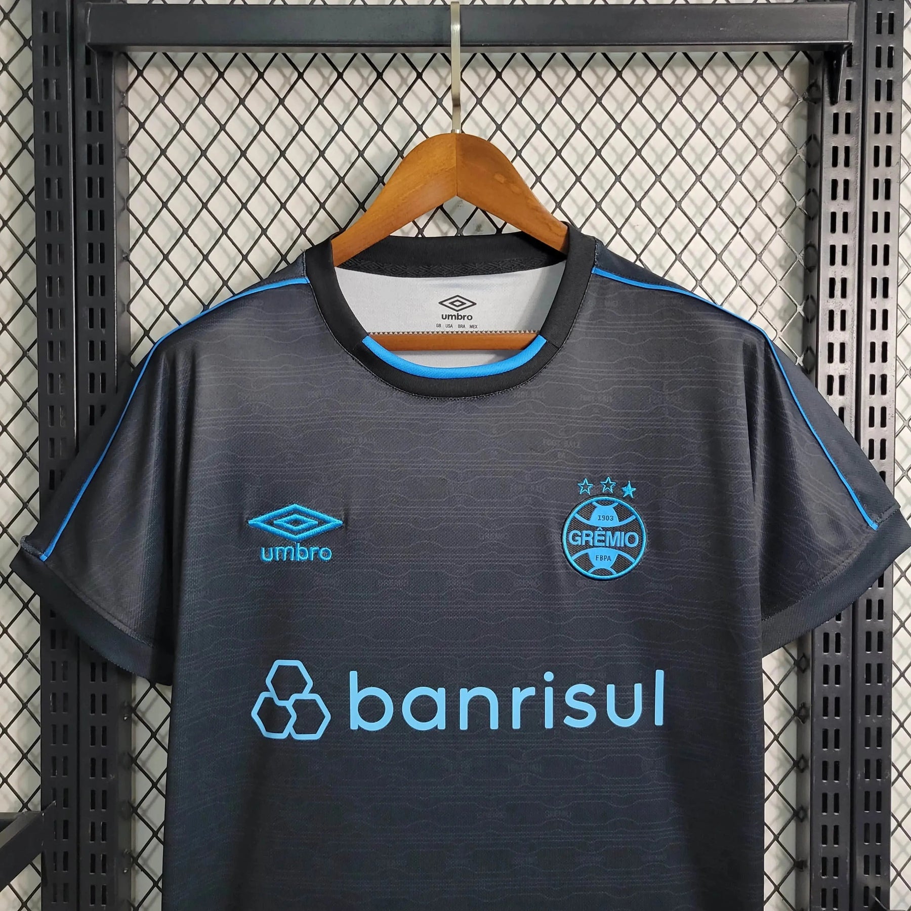 "Camisa Grêmio Away II 23/24 - Torcedor Masculina Preta e Azul - Netmantos"
