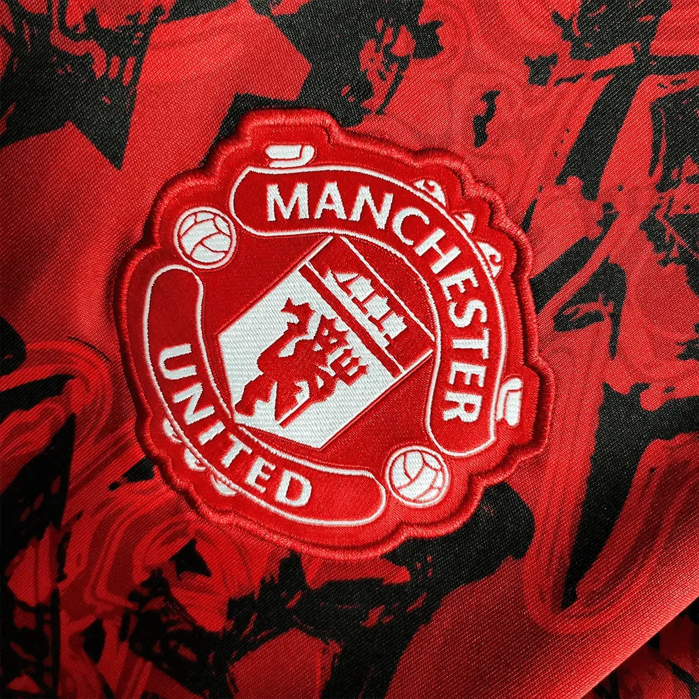 "Camisa Manchester United Treino 23/24 - Torcedor Masculina Preta e Vermelha - Netmantos"