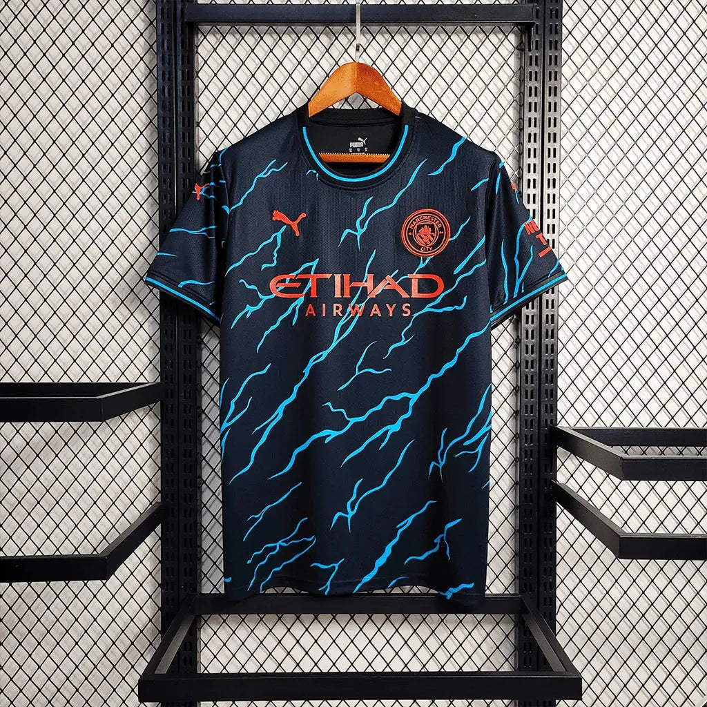 "Camisa Manchester City Treino 23/24 - Torcedor Masculina Preta e Azul - Netmantos"