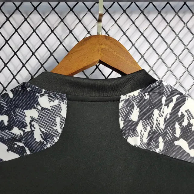 "Camisa Lyon Away 22/23 - Torcedor Masculina Preta e Branca - Netmantos"