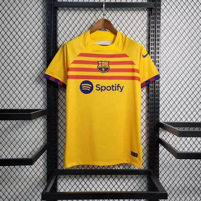 "Camisa Barcelona IV Away 23/24 - Torcedor Masculina Amarela - Netmantos"