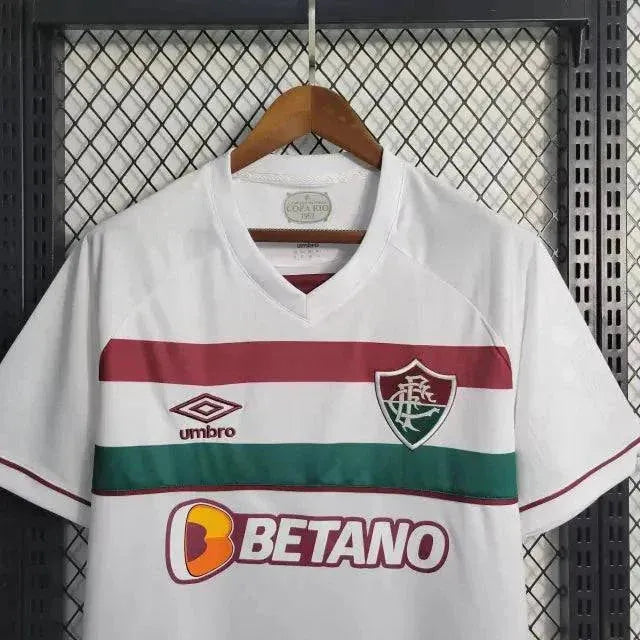 "Camisa Fluminense Away 23/24 - Torcedor Masculina Branca + Patches Libertadores - Netmantos"