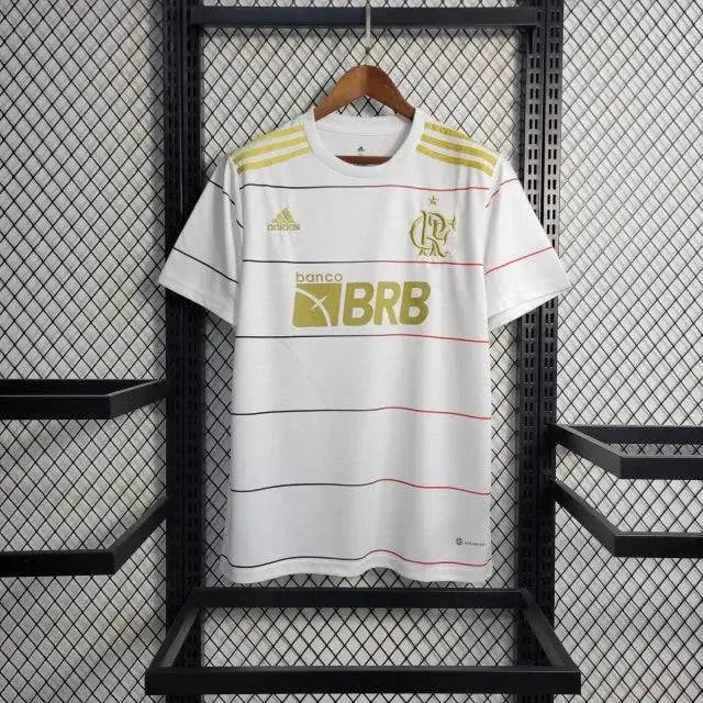 "Camisa Flamengo Comemorativa 22/23 - Torcedor Masculina Branca e Dourada - Netmantos"