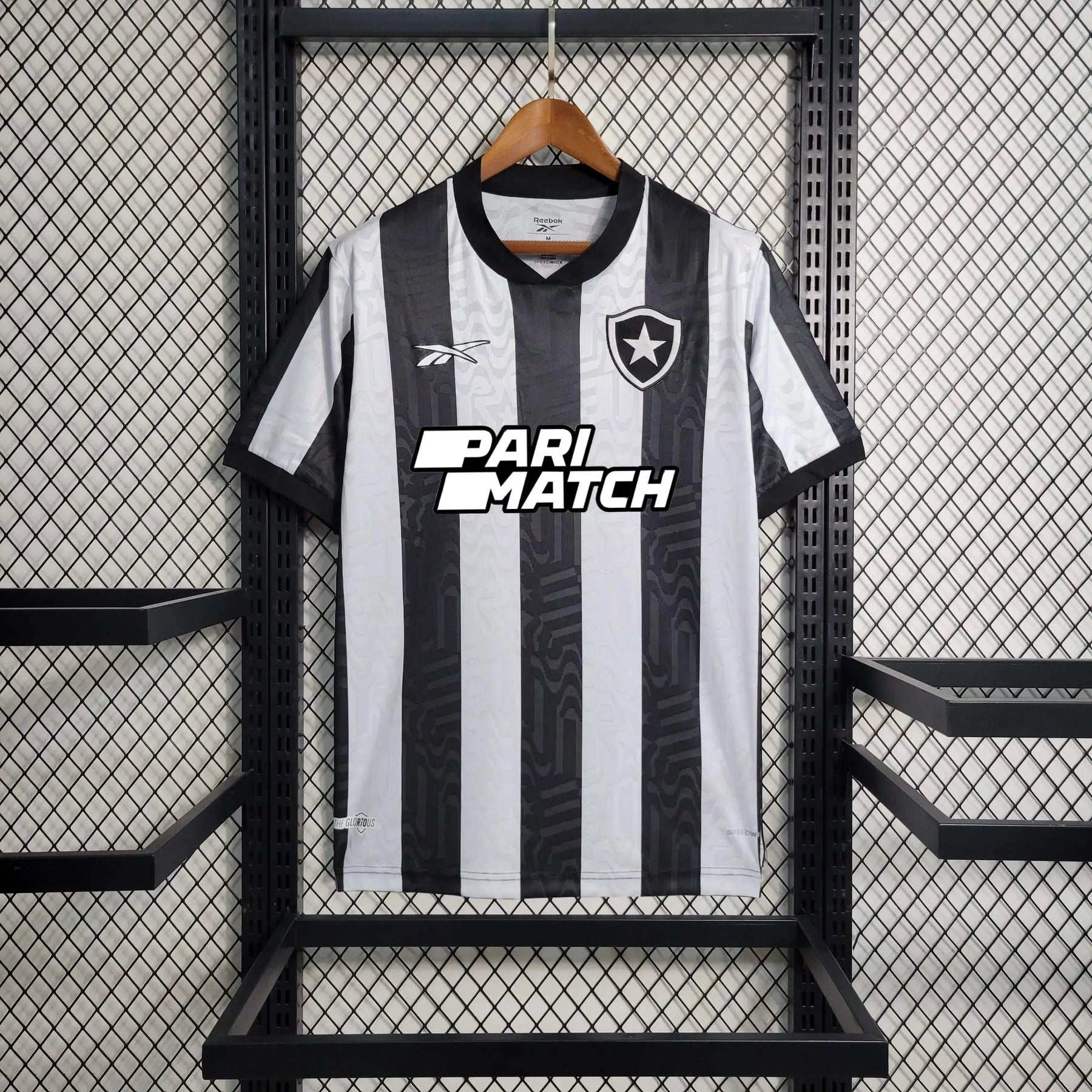 "Camisa Bota Fogo Home 23/24 - Torcedor Masculina Preta e Branca - Netmantos"