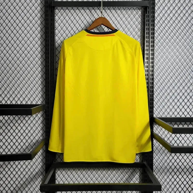 Camisa Barcelona Away Retrô 2008/09 - Torcedor Masculina Amarela Manga Longa - Netmantos