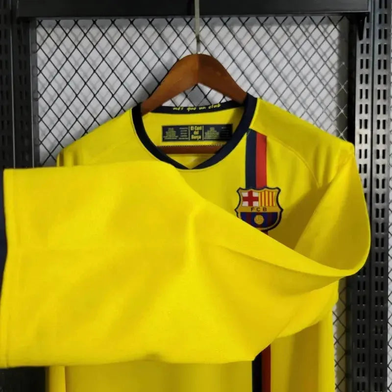 Camisa Barcelona Away Retrô 2008/09 - Torcedor Masculina Amarela Manga Longa - Netmantos