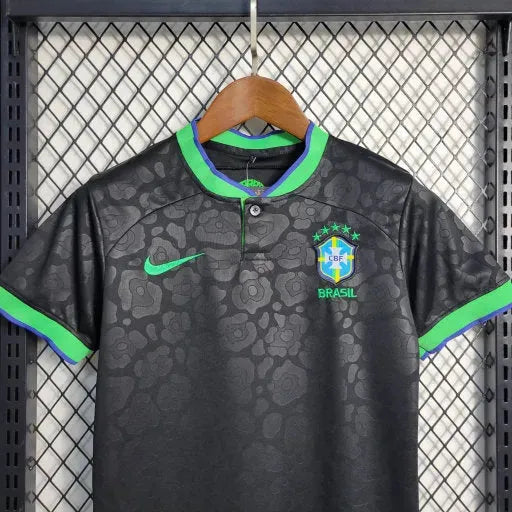 Camisa Brasil Leopardo 22/23 - Torcedor Infantil Preta e Verde - Netmantos