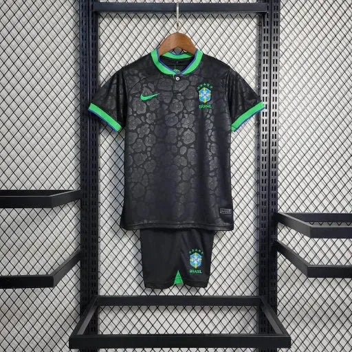 Camisa Brasil Leopardo 22/23 - Torcedor Infantil Preta e Verde - Netmantos