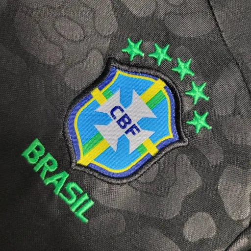 Camisa Brasil Leopardo 22/23 - Torcedor Infantil Preta e Verde - Netmantos