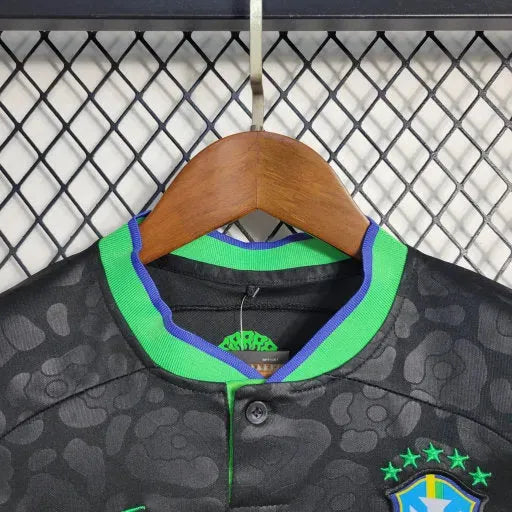 Camisa Brasil Leopardo 22/23 - Torcedor Infantil Preta e Verde - Netmantos