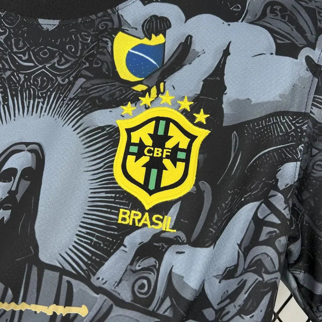 Camisa Brasil x STUSSY Cristo Redentor - Torcedor Masculina Preta - Netmantos