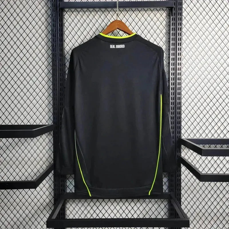 Camisa Real Madrid Away Retrô 2010/11 - Torcedor Masculina Preta e Verde Manga Longa - Netmantos