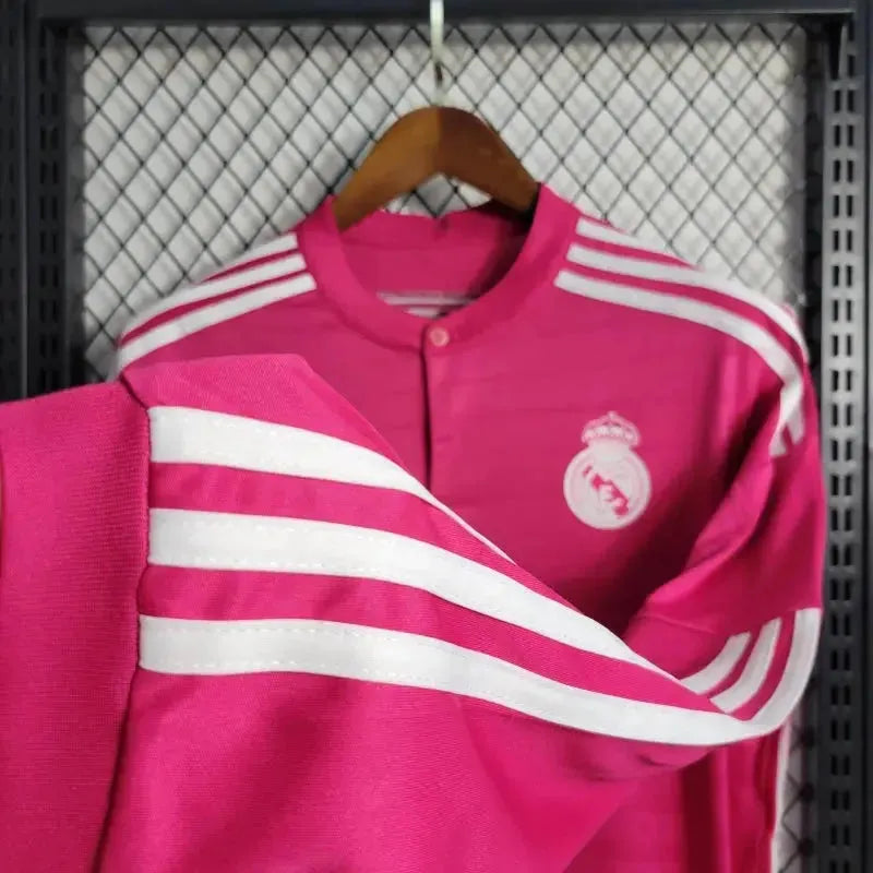 Camisa Real Madrid Away Retrô 2014/15 - Torcedor Masculina Rosa Manga Longa - Netmantos